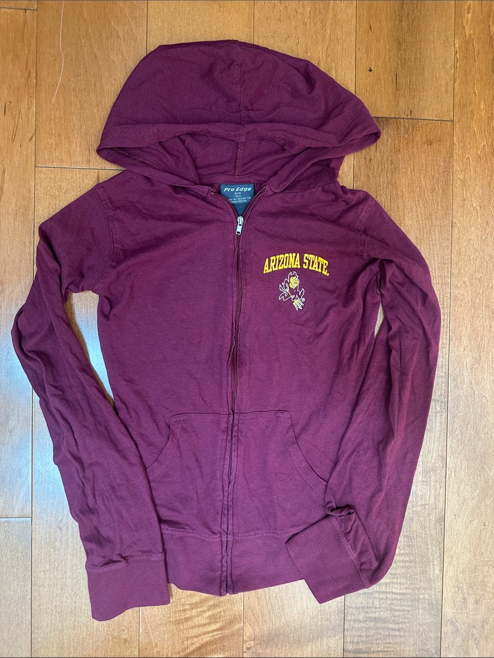 Pro Edge Maroon Arizona State Zip Hoodie with Sparky Logo